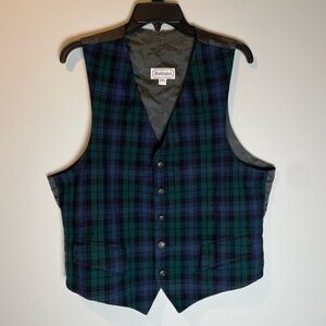 Huntington Vintage Plaid Wool Vest Made in USA Dark Academia